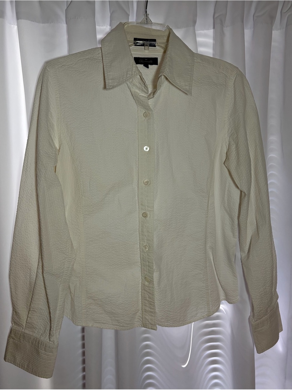 FACONNABLE White Cotton Seersucker Button Down Shirt size M